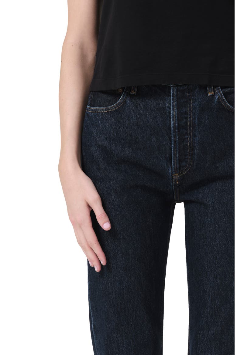'90s Pinch Waist High Waist Straight Leg Organic Cotton Jeans, Alternate, color, POLISHED