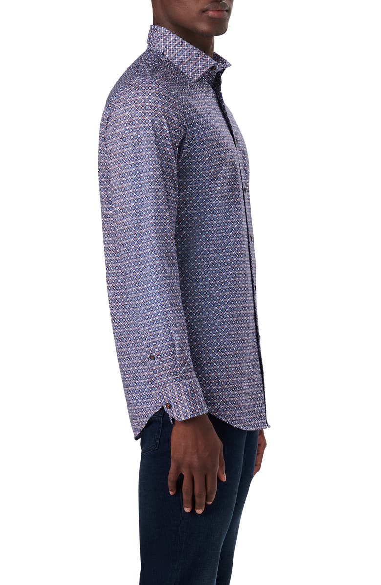 Bugatchi OoohCotton<sup>®</sup> Diamond Print Button-Up Shirt, Alternate, color, 