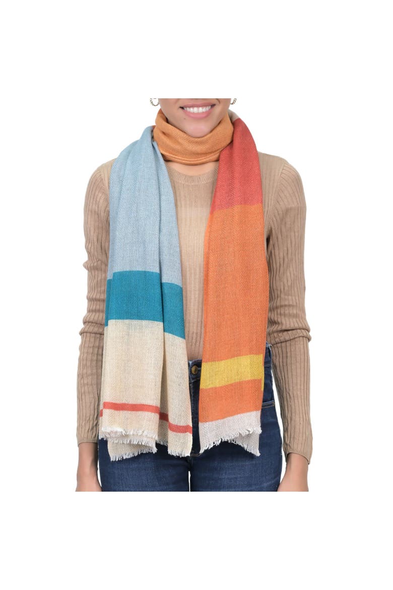 Boundless Colorblock Scarf, Alternate, color, Orange