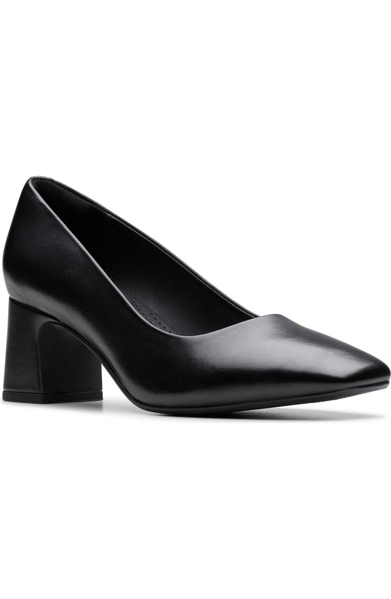 Clarks<sup>®</sup> Fernie Court Block Heel Pump, Main, color, Black Leather