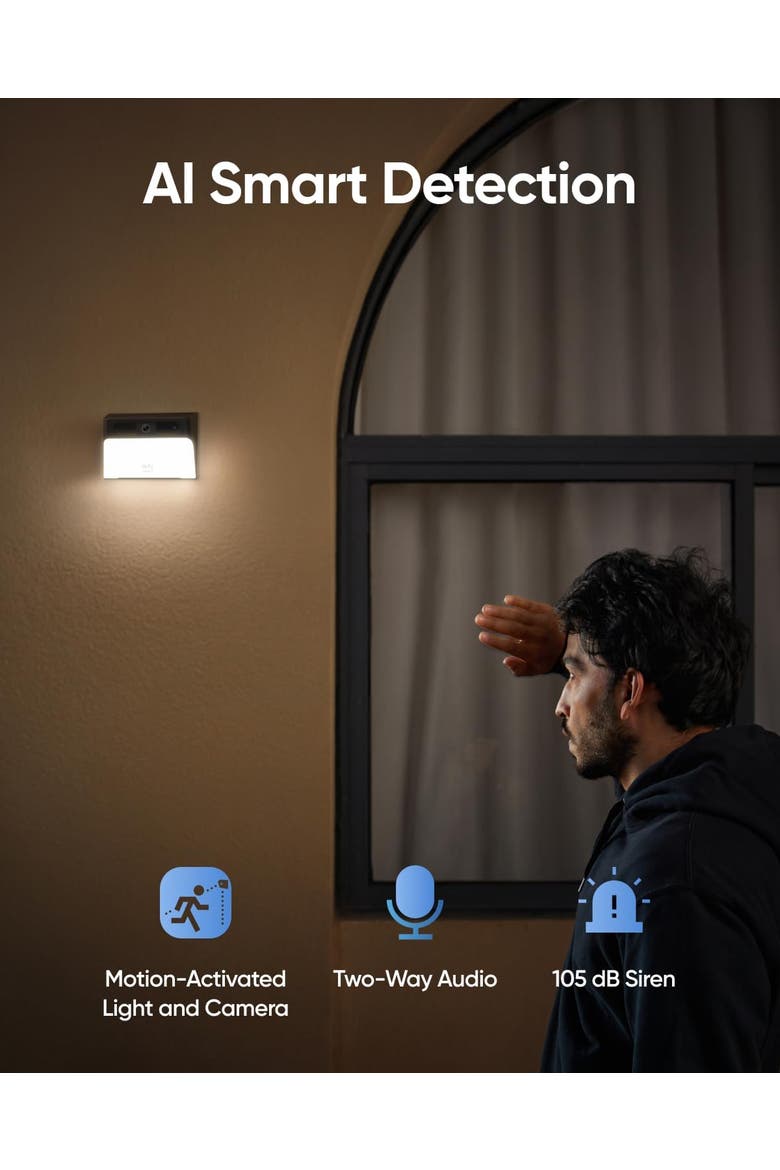 Solar Wall Light Cam S120 solar powered outdoor security camera with 8GB storage, Alternate, color, Black