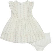 Pippa & Julie Floral Stripe Ruffle Dress & Bloomers Set