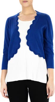Nina Leonard Scalloped Bolero Shrug Sweater