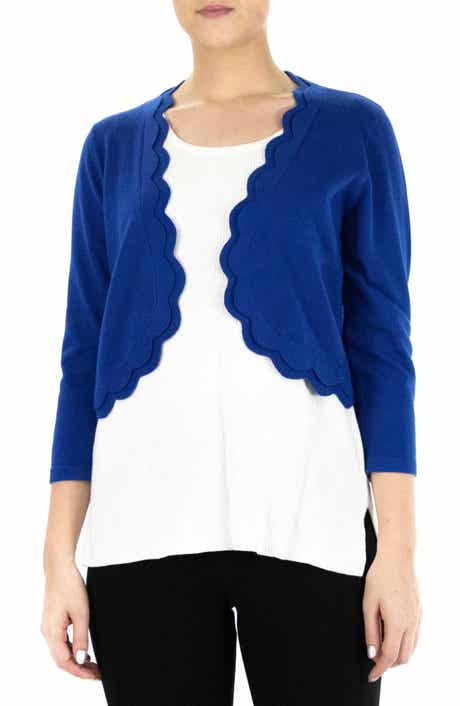 Nina Leonard Scalloped Bolero Shrug Sweater