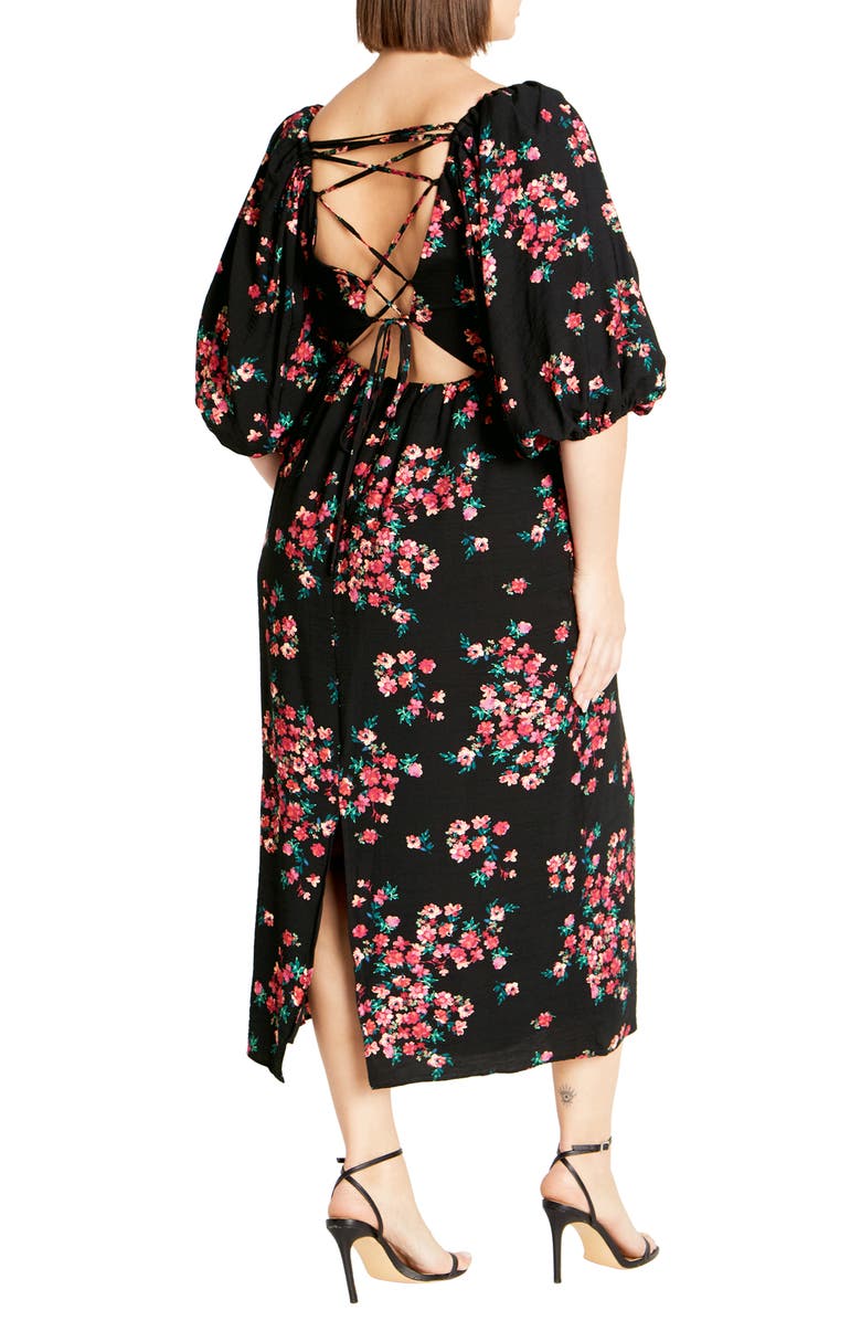 open lace back dress Red Lace Midi Dress | Square Neck & Long Sleeves