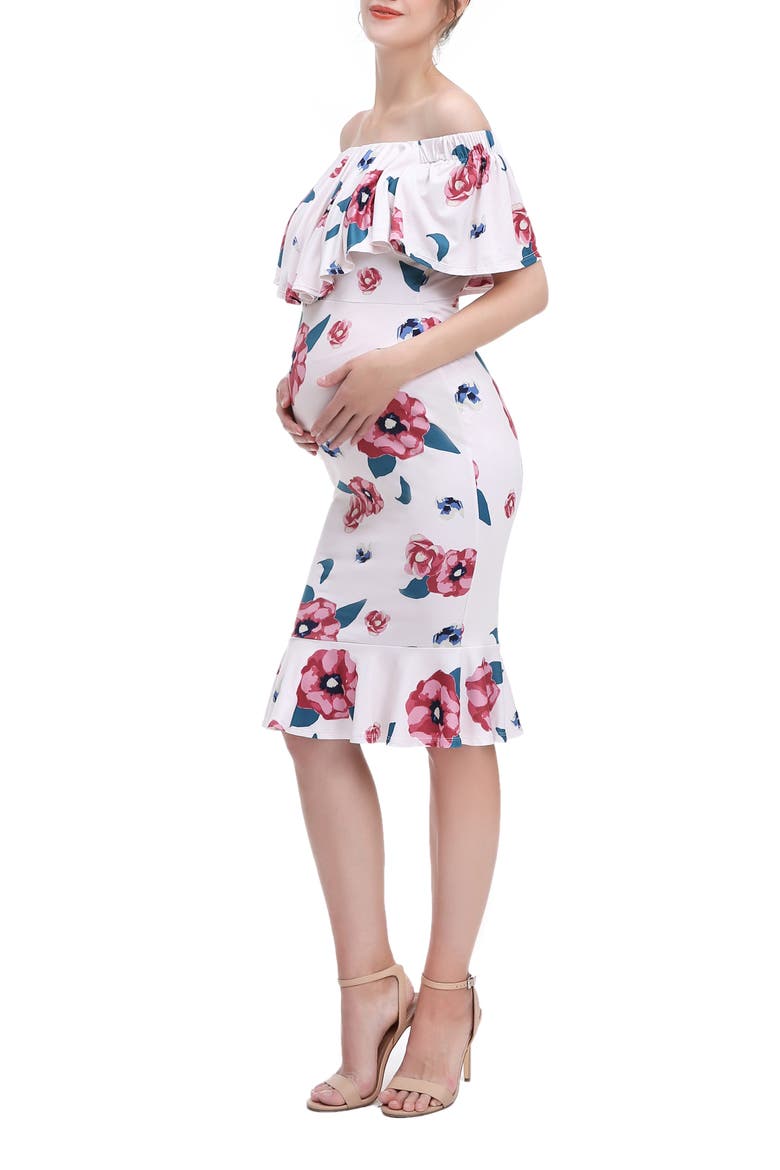 Kyla Floral Mermaid Hem Maternity/Nursing Dress, Alternate, color, PINK