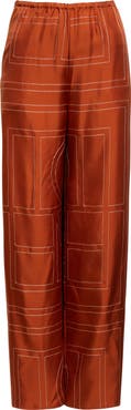TOTEME Monogram Embroidered Silk Pants