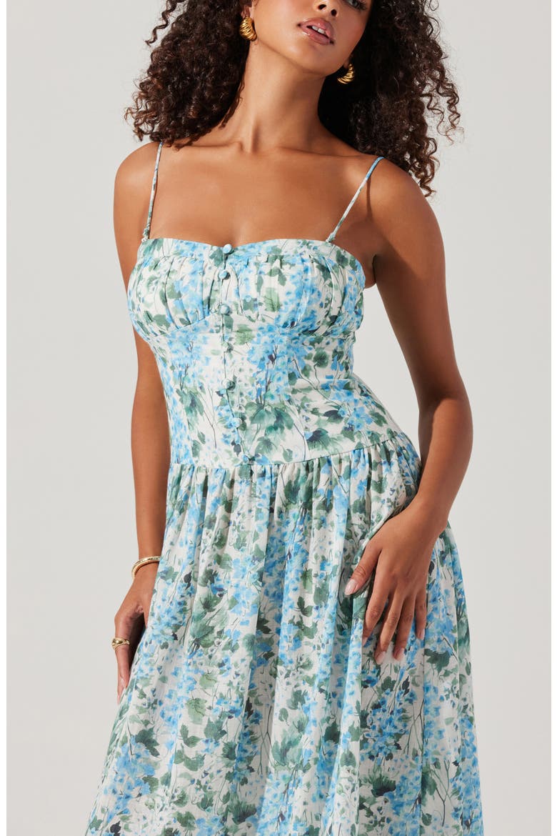 Capria Floral Dress, Alternate, color, BLUE GREEN FLORAL