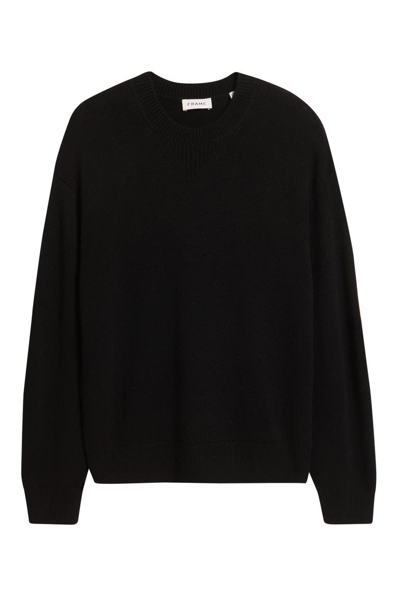 Elbow Patch Wool & Cashmere Sweater, Alternate, color, BLACK