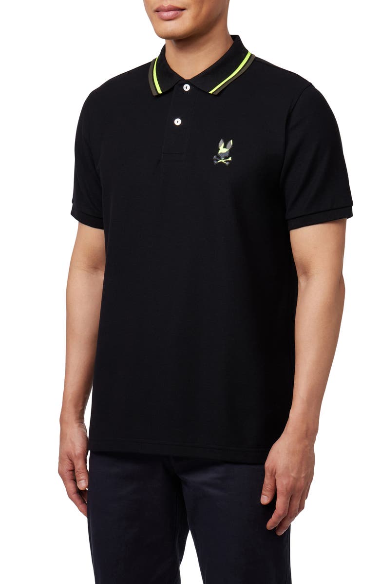Psycho Bunny Plano Tipped Cotton Piqué Polo, Alternate, color, 