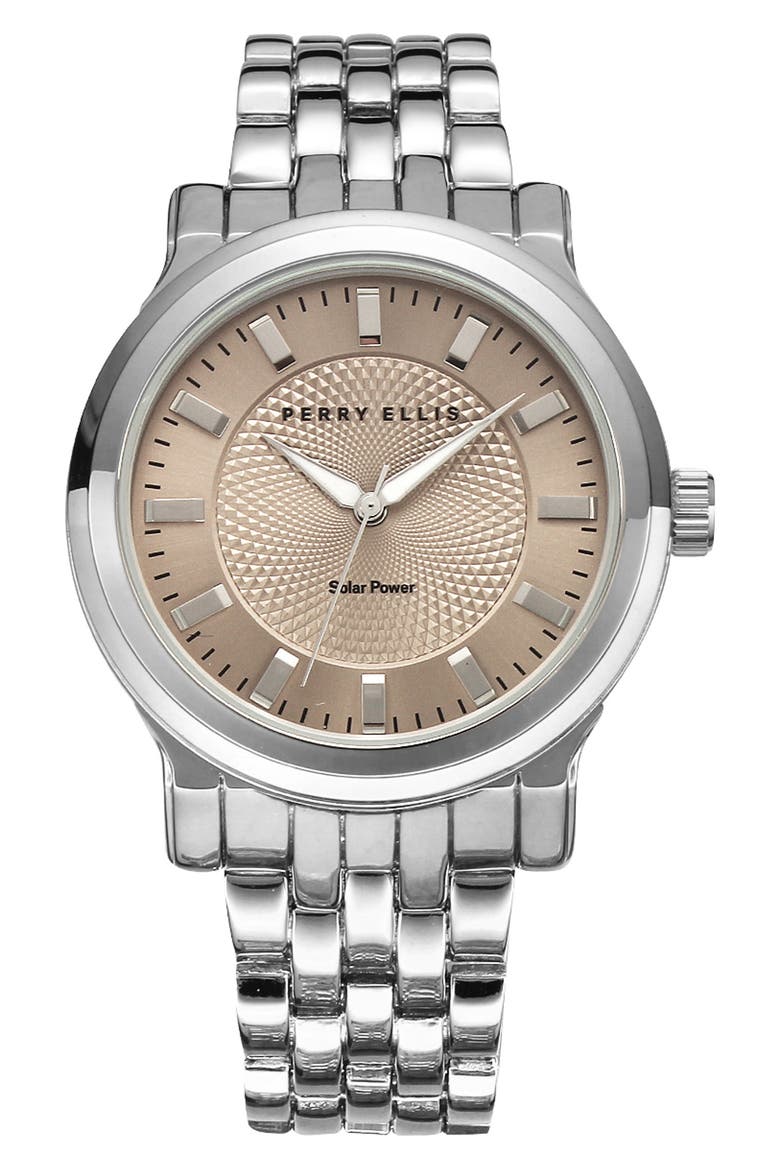 Solar Mesh Strap Watch, Main, color, SILVER/ BEIGE