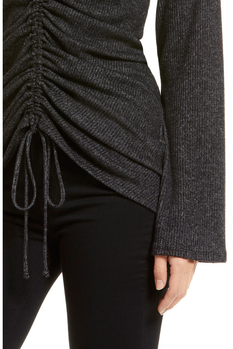 Ruched Front Long Sleeve Shirt, Alternate, color, BLACK