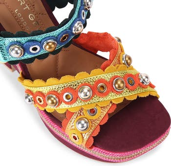 Scalloped Stud Wedge Platform Sandal