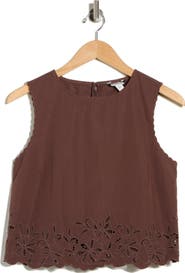Nordstrom Schiffly Cotton Eyelet Shell