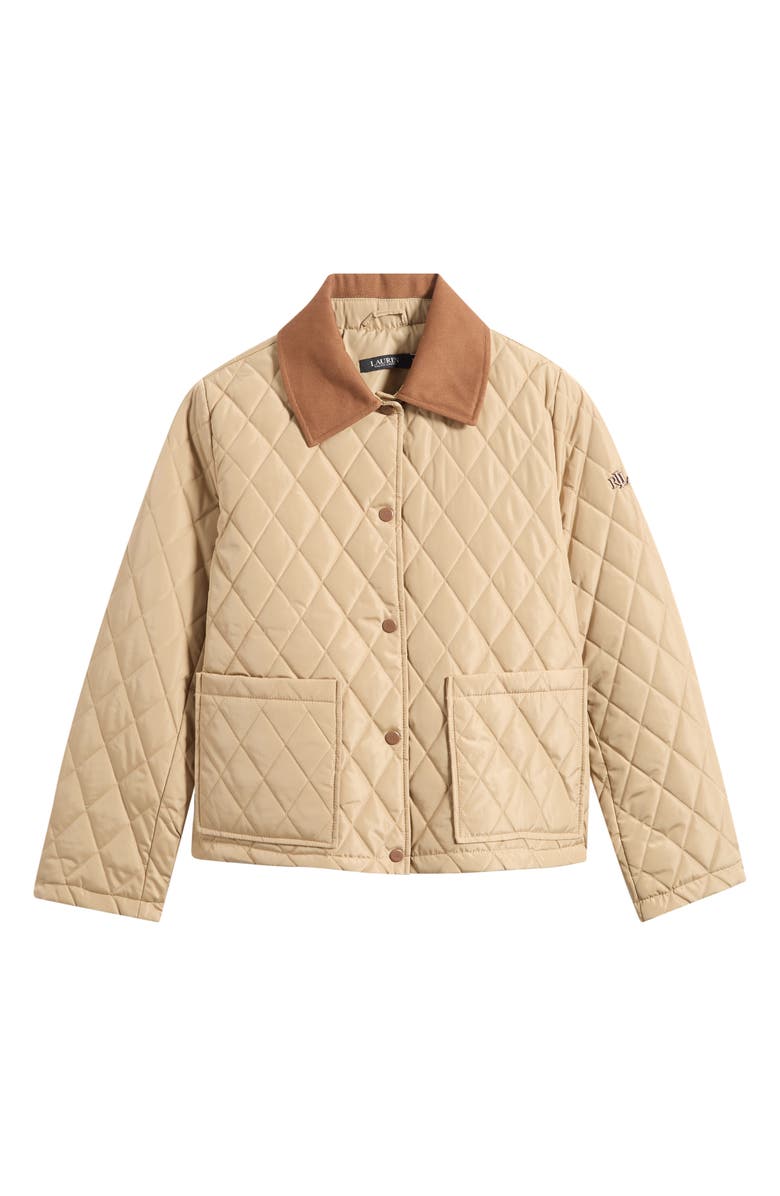 Lauren Ralph Lauren Twill Collar Quilted Jacket, Alternate, color, Birch Tan