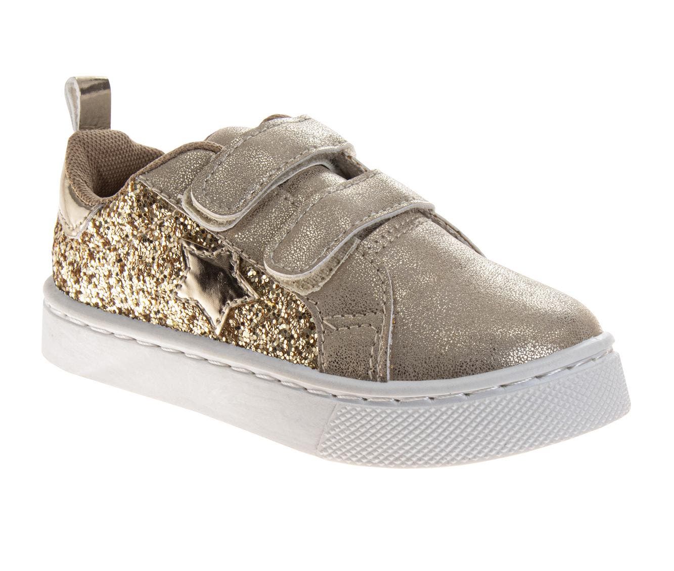 Laura Ashley Girls' Hook and Loop Sneakers, Main, color, Gold Glitter