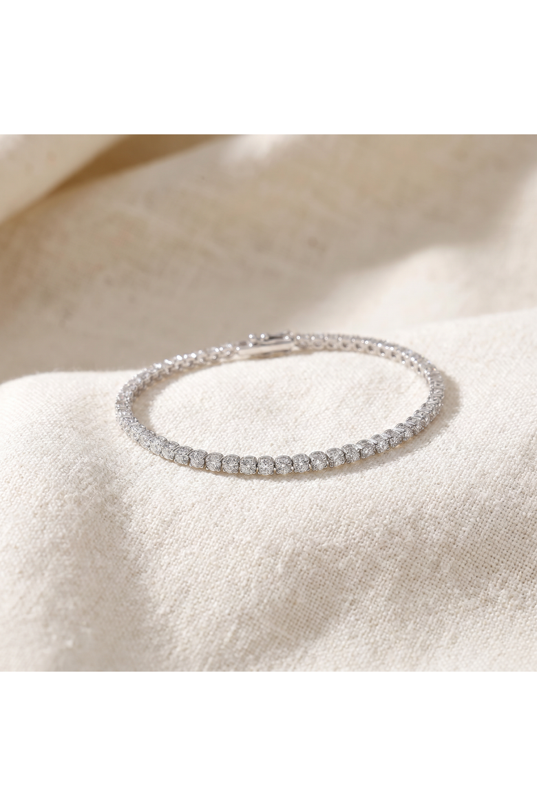 3 Carat Round Cut Lab Grown Diamond Tennis Bracelet In 14k Gold 7", Alternate, color, 14k White Gold