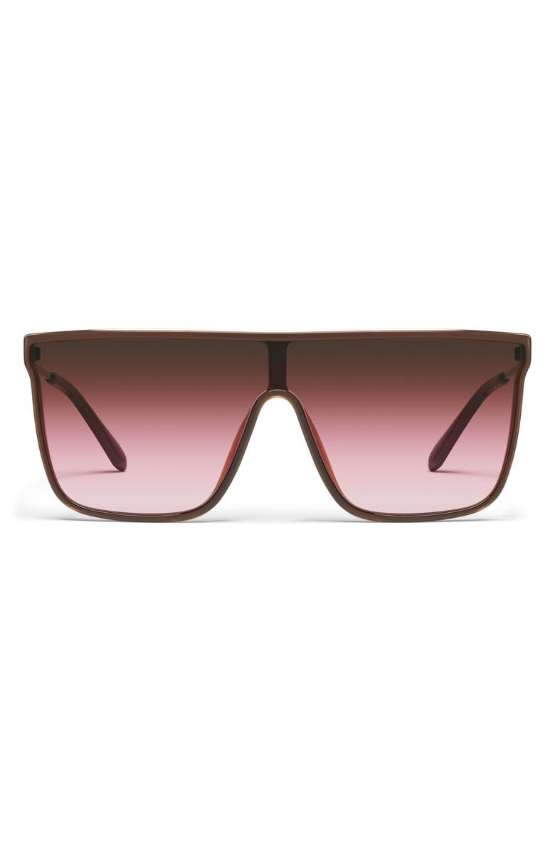 QUAY Nightfall Remixed 138mm Shield Sunglasses, Main, color, Dark Brown/ Rouge Glow