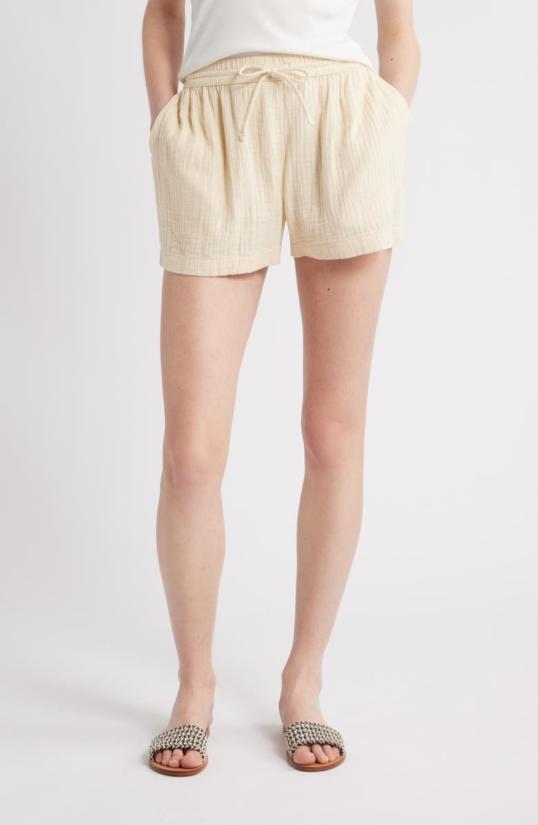 Caslon<sup>®</sup> Cotton Gauze Shorts, Main, color, Beige Burnt