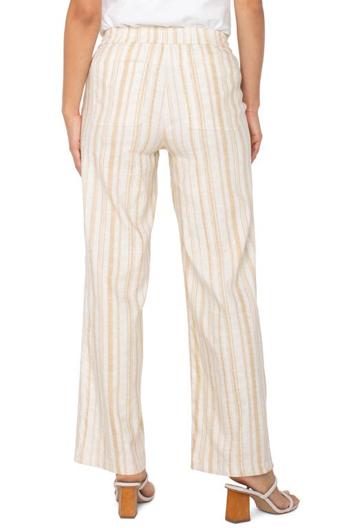 Liverpool Los Angeles Womens Striped Drawstring Waist Wide Leg Pants Pxs Xl In Neutral