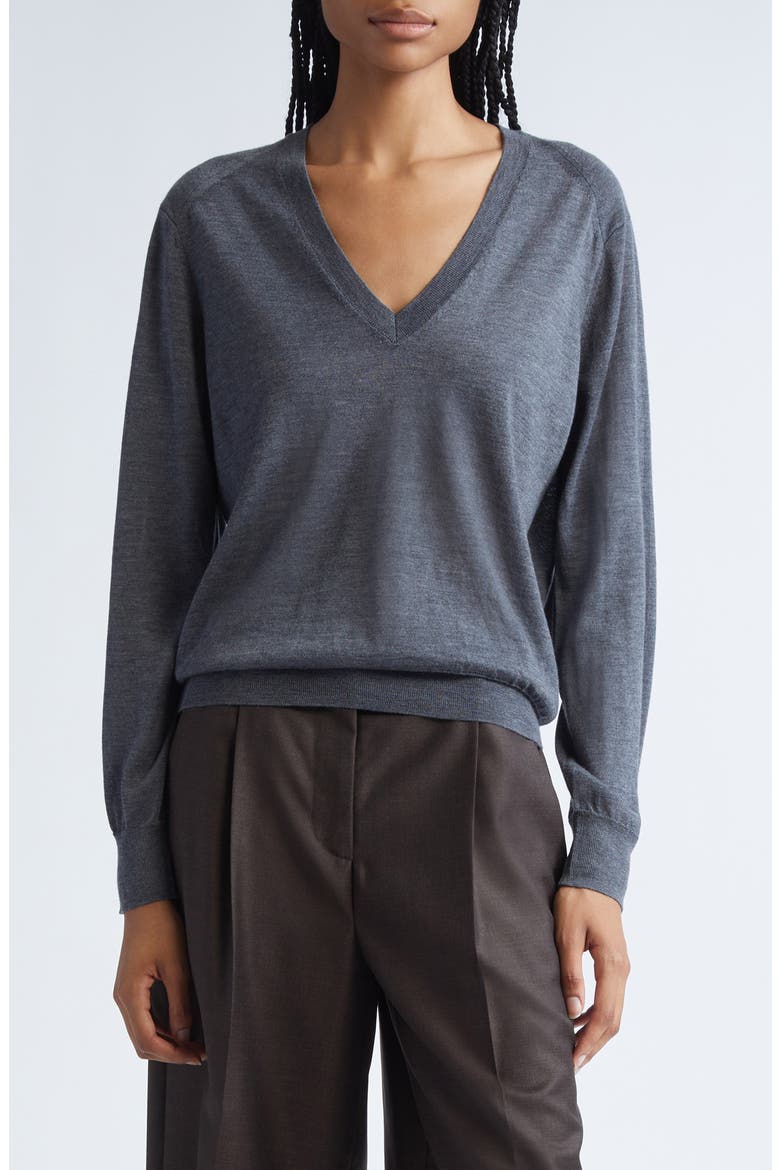 Julio Thin Cashmere V-Neck Sweater, Main, color, ANTHRACITE MELANGE