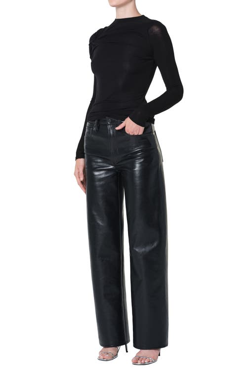 Agolde Lissa Twist Front Long Sleeve T-shirt In Black