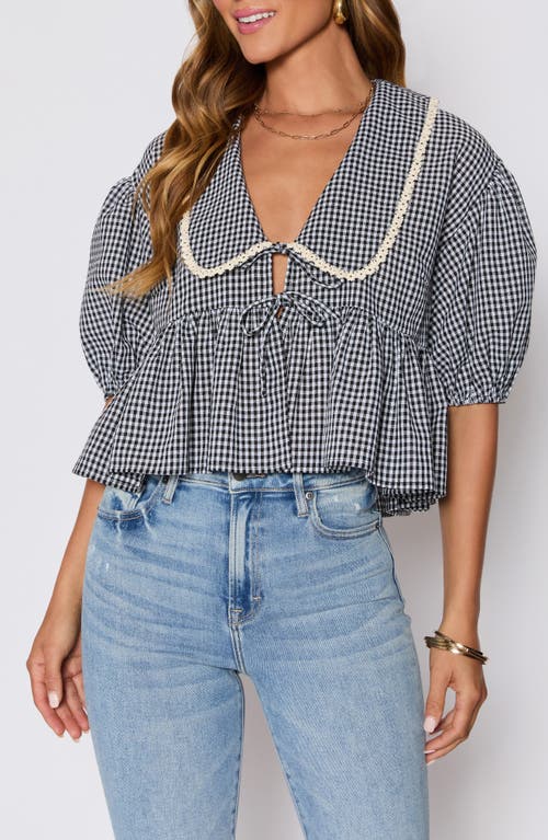 Vici Collection Hart Gingham Babydoll Crop Top In Blue