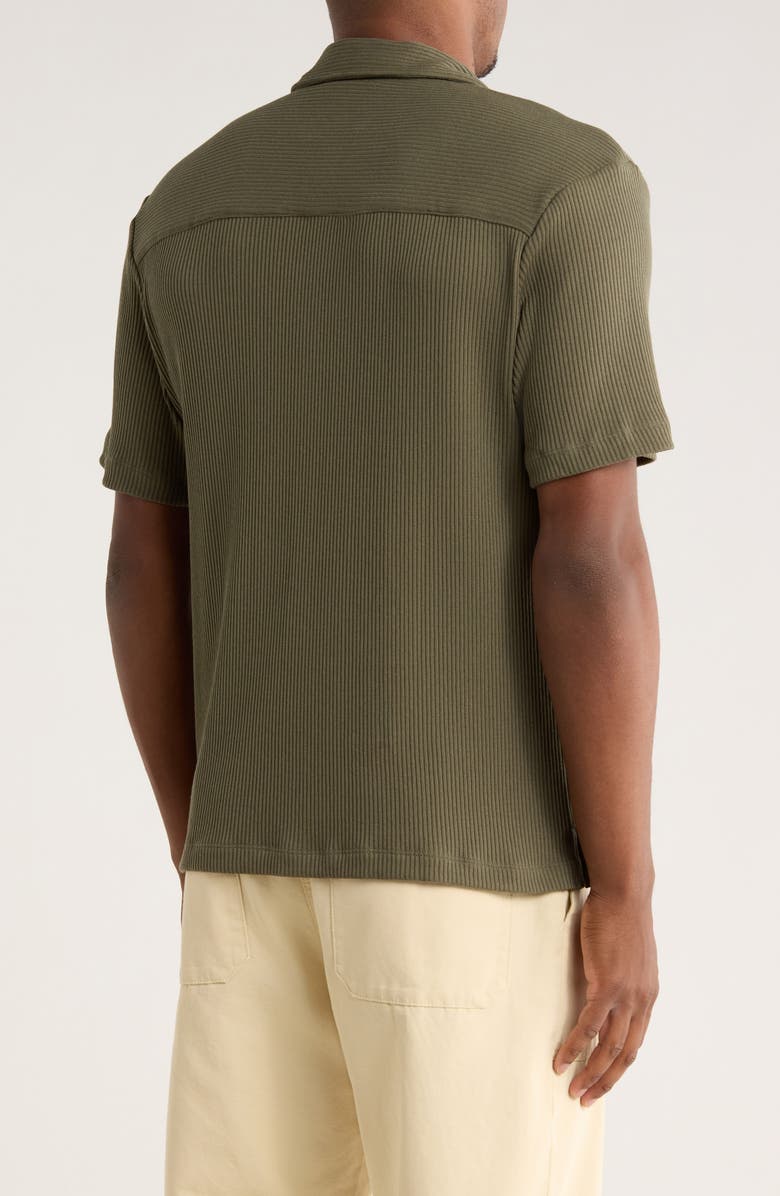 Cactus Man Vertical Stripe Knit Camp Shirt, Alternate, color, Olive