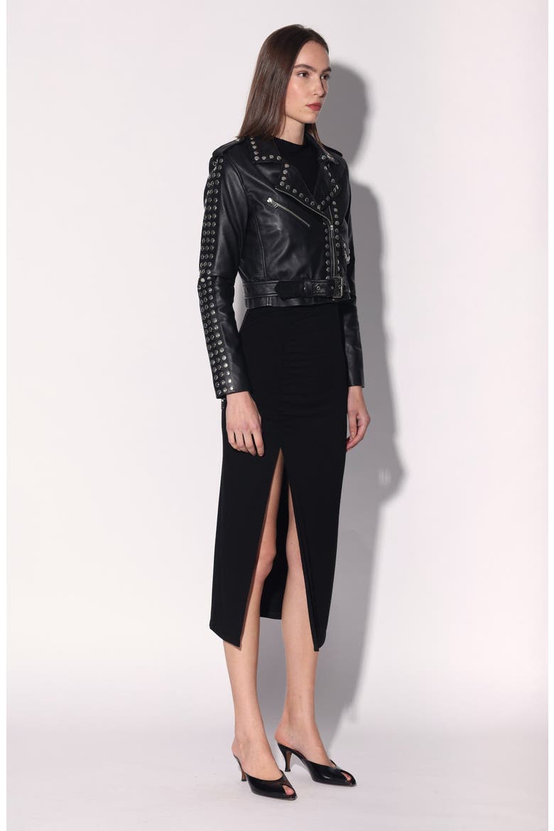 Avery Studded Leather Jacket, Alternate, color, Black
