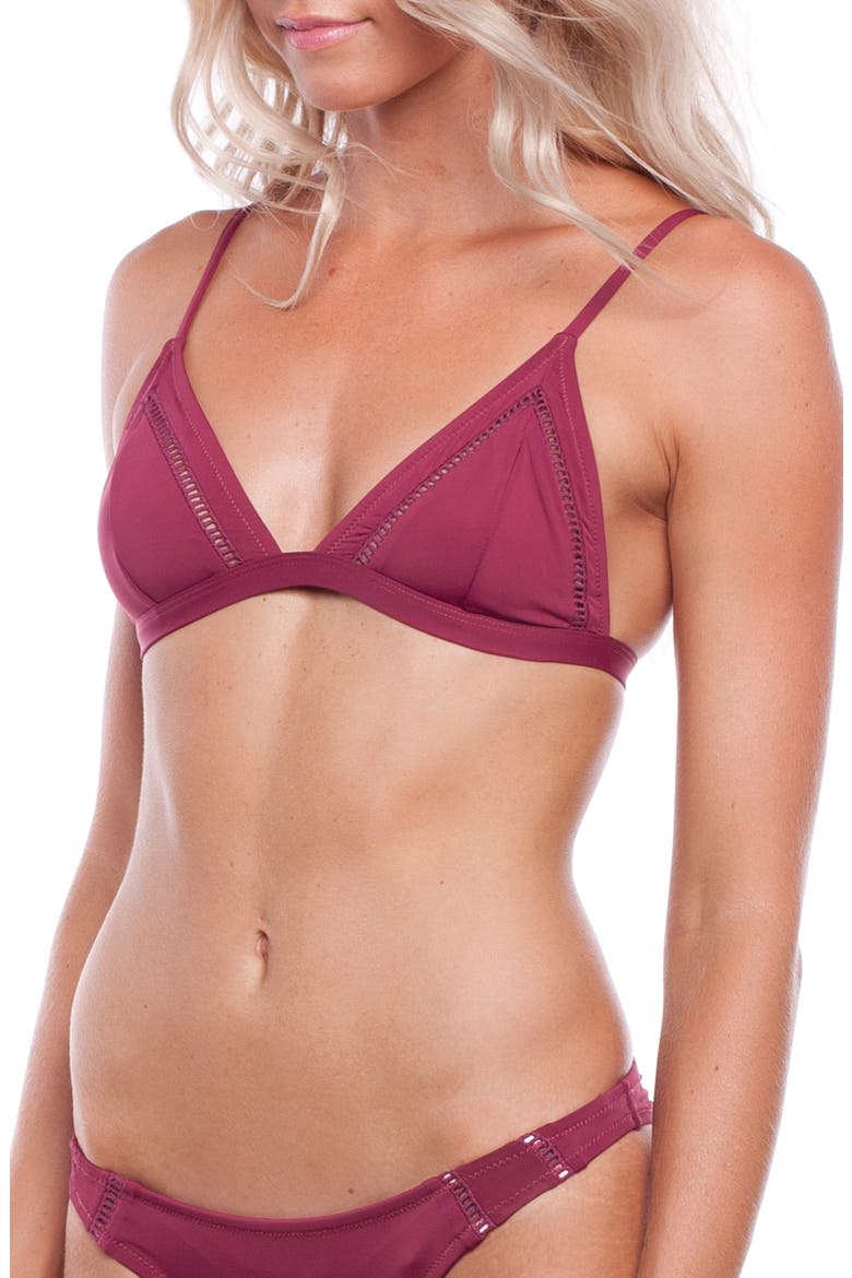 My Bralette Triangle Bikini Top, Alternate, color, WINE