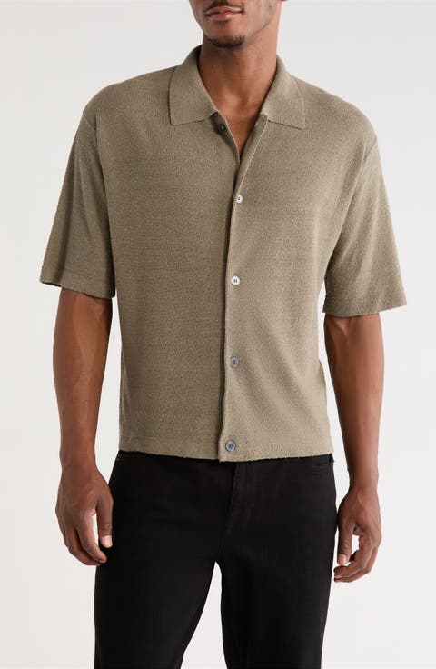Linen & Silk Blend Button-Up Shirt