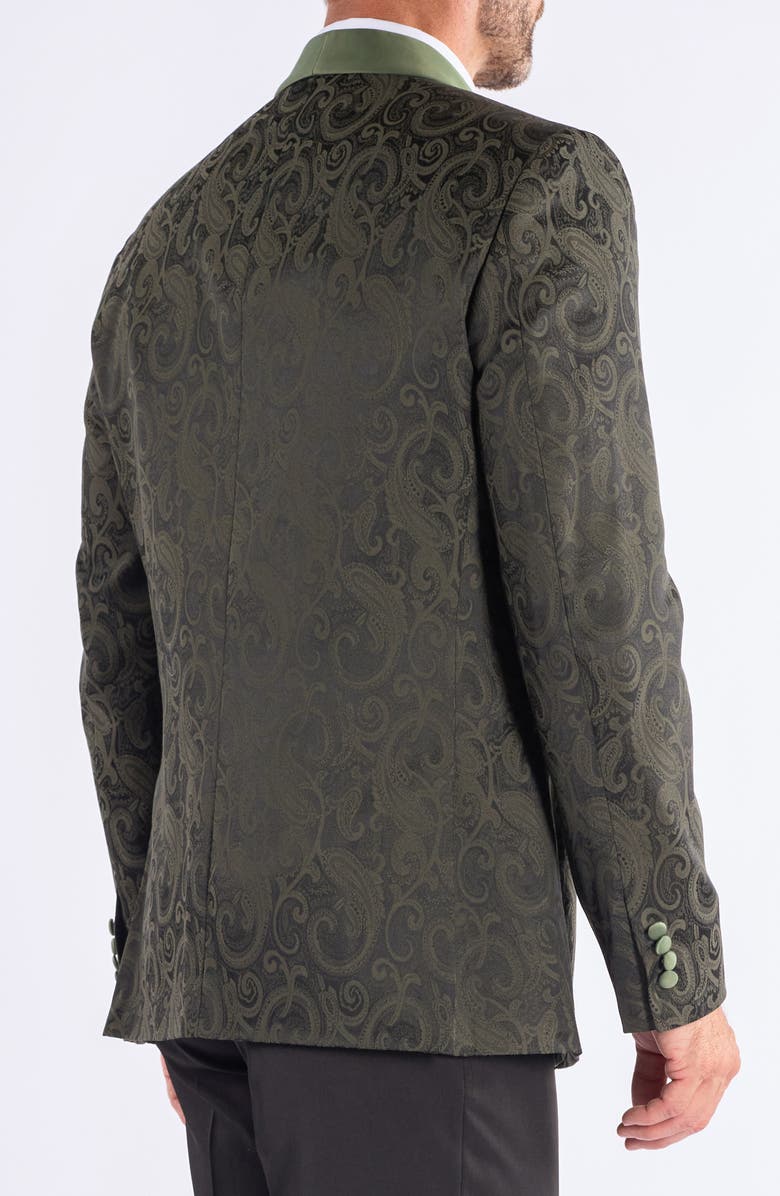 SAVILE ROW CO Paisley Jacquard Evening Jacket, Alternate, color, Olive