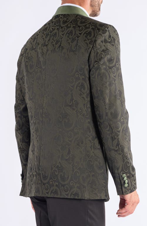 Savile Row Co Paisley Jacquard Evening Jacket In Green