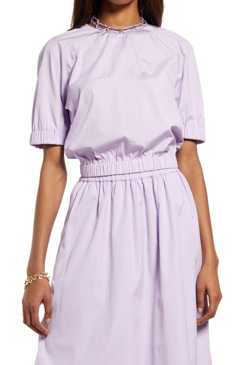 Organic Cotton Poplin Crop Blouse, Main, color, PURPLE BLOOM