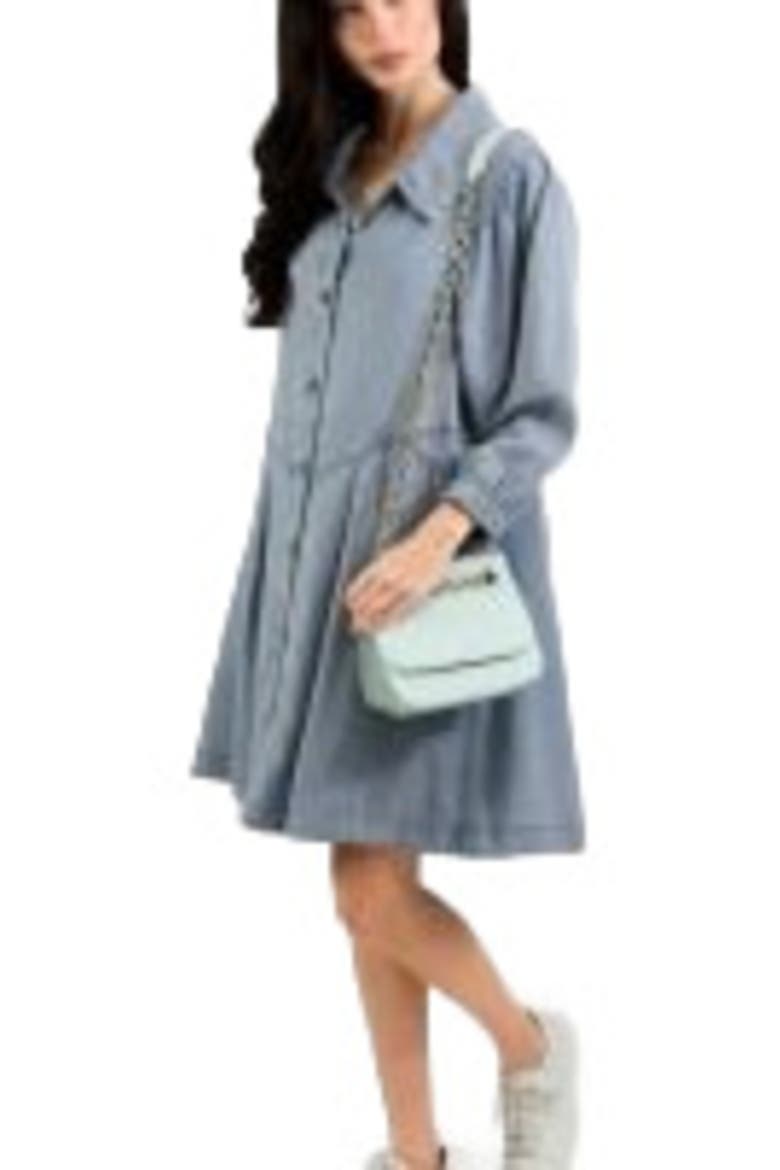 Supercut Denim Dress, Alternate, color, Mid Denim