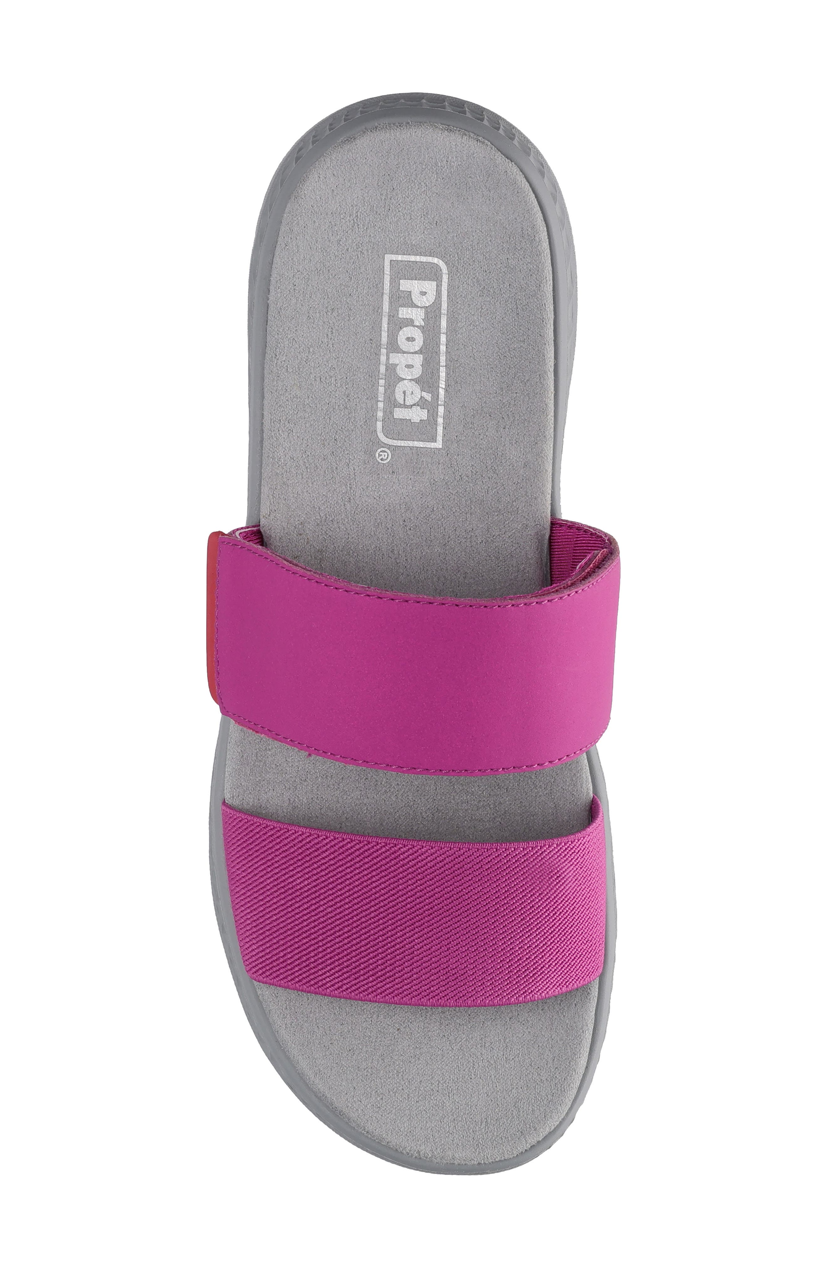 TravelActive Allegra Slide Sandal, Alternate, color, GREY/ FUCHSIA