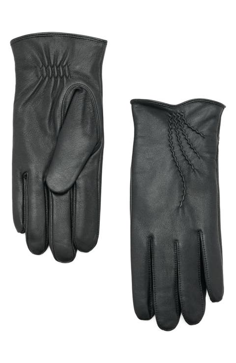 Faux Fur Lined Leather Gloves
