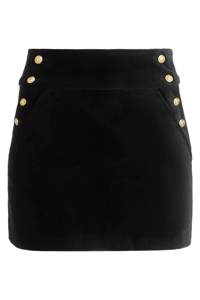Donald High Waist Button Miniskirt, Alternate, color, BLACK