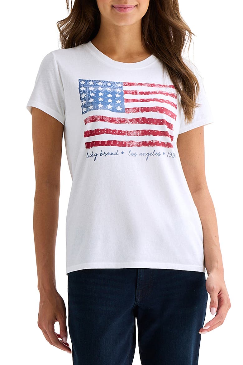 Bandana Flag Short Sleeve T-Shirt, Main, color, BRIGHT WHITE