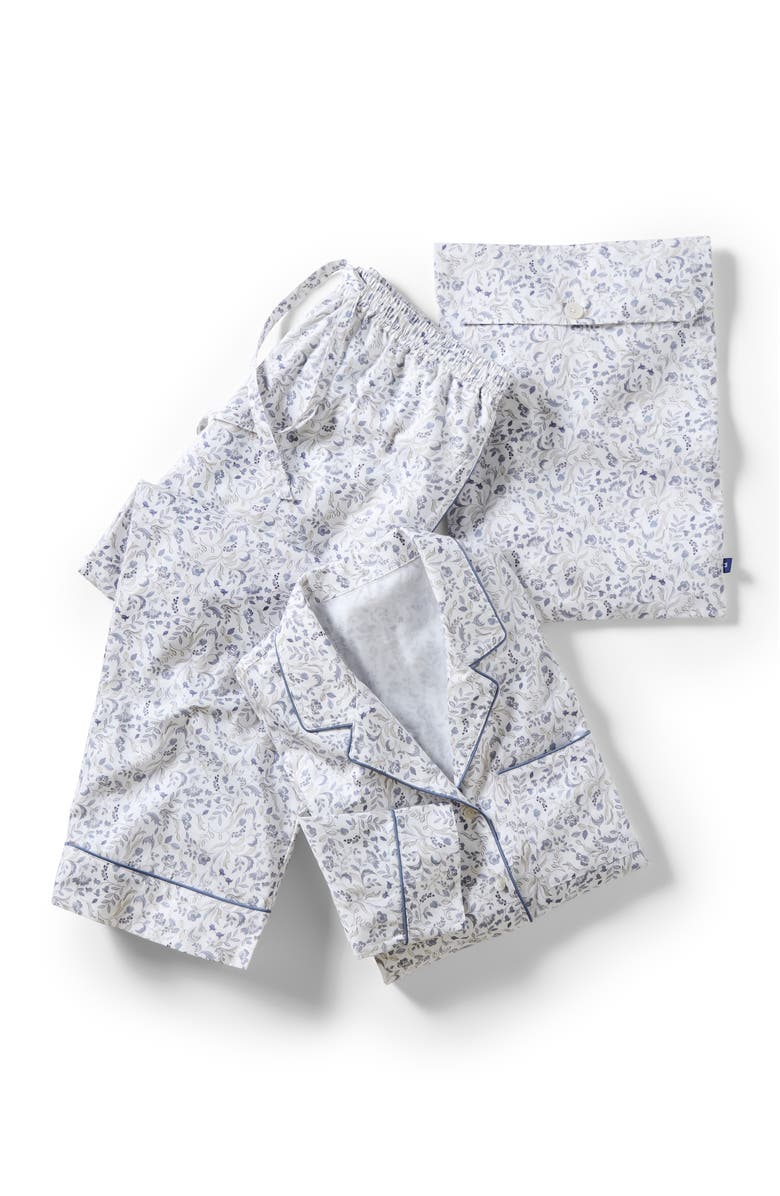 CHRISTY Ditsy Gingham Cotton Percale Floral Pyjamas, Main, color, Blue
