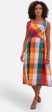 Yumi Seersucker Cotton Midi Sun Dress