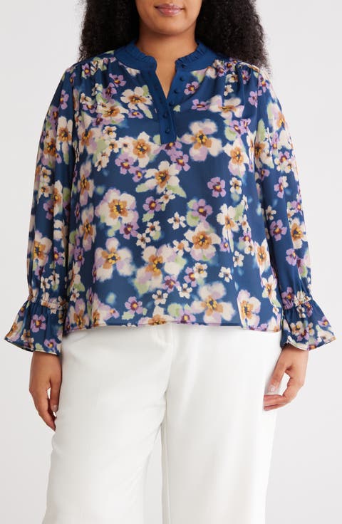 Ruffle Long Sleeve Top (Plus)