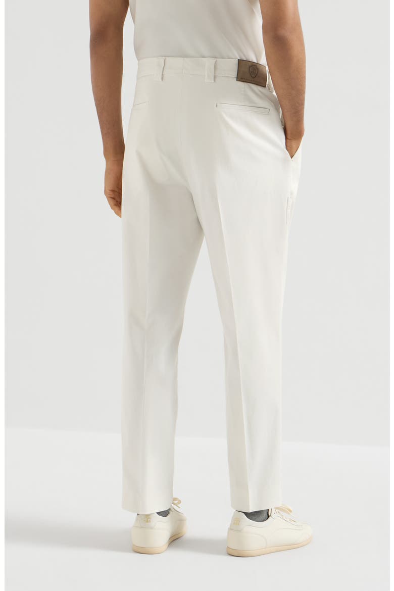Garment-dyed trousers in American Pima cotton comfort gabardine with tee holder, Alternate, color, White
