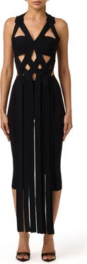 Naked Wardrobe Buckle Fringe Knit Top
