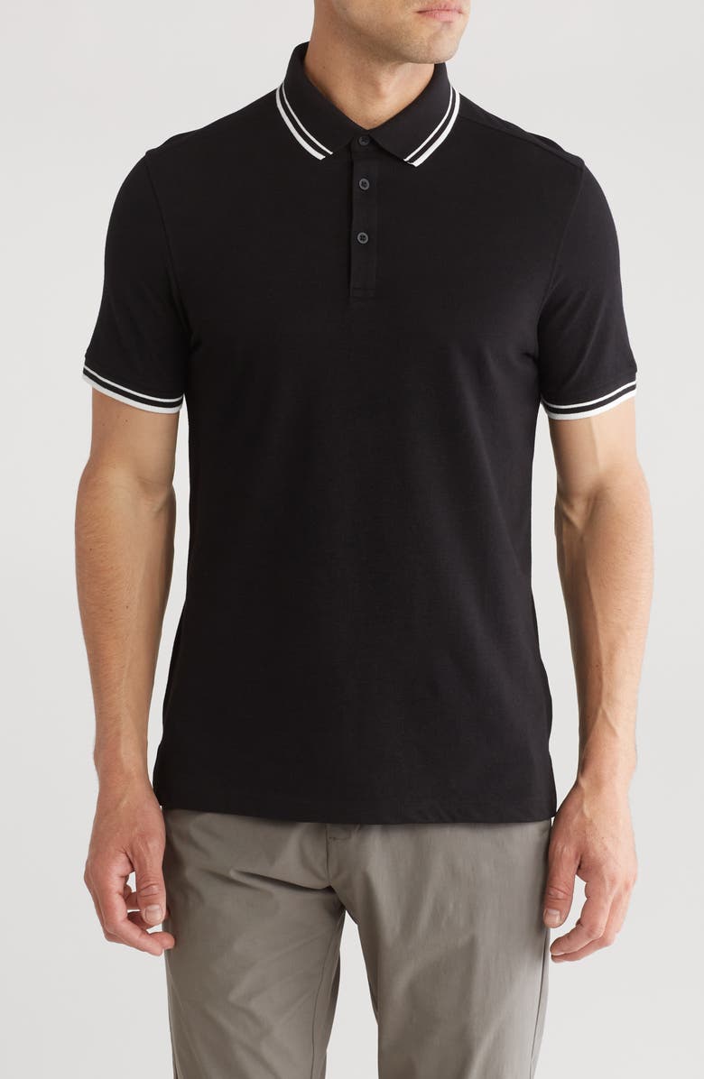 14th & Union CoolMax<sup>®</sup> & Cotton Blend Tipped Polo, Main, color, Black