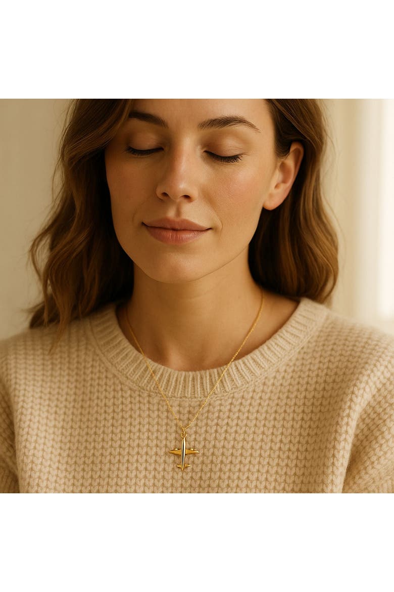 Catch Flights and Feelings Airplane Necklace, Gold Filled, Alternate, color, Gold