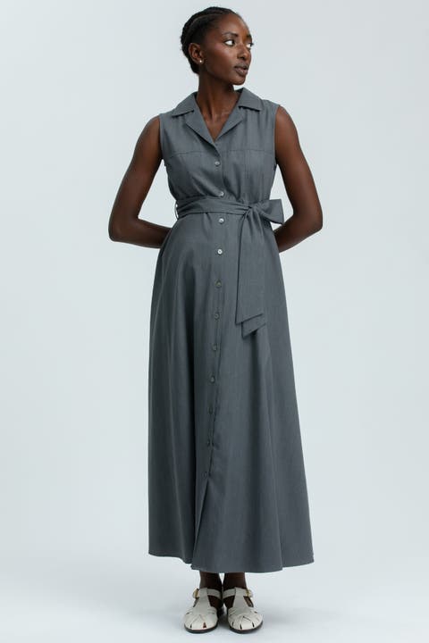 Alba Sleeveless Maternity Shirt Dress