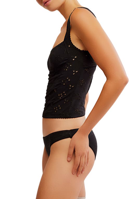 Shop Free People Full Bloom Eyelet Knit Camisole In Black