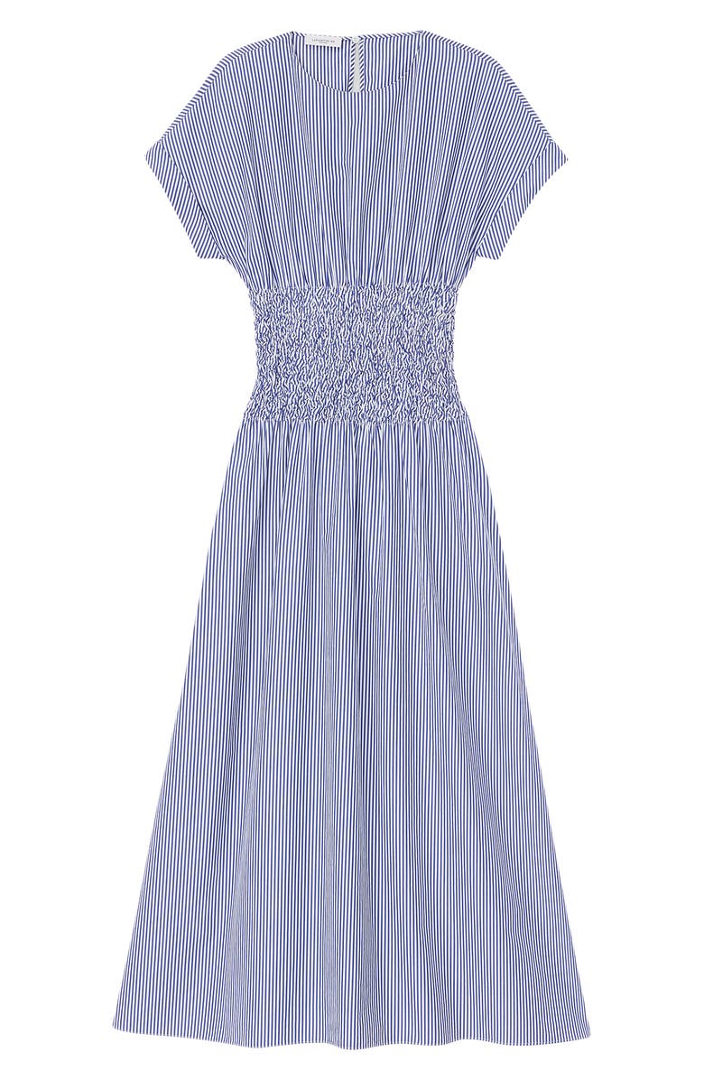 Lafayette 148 New York Smocked Waist Stripe Cotton Poplin Maxi Dress, Alternate, color, 