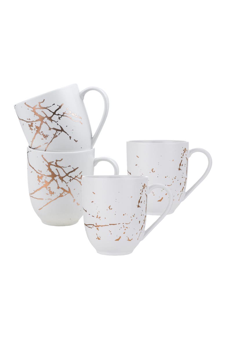 Zora Porcelain 4-Piece Mug Set, Alternate, color, White